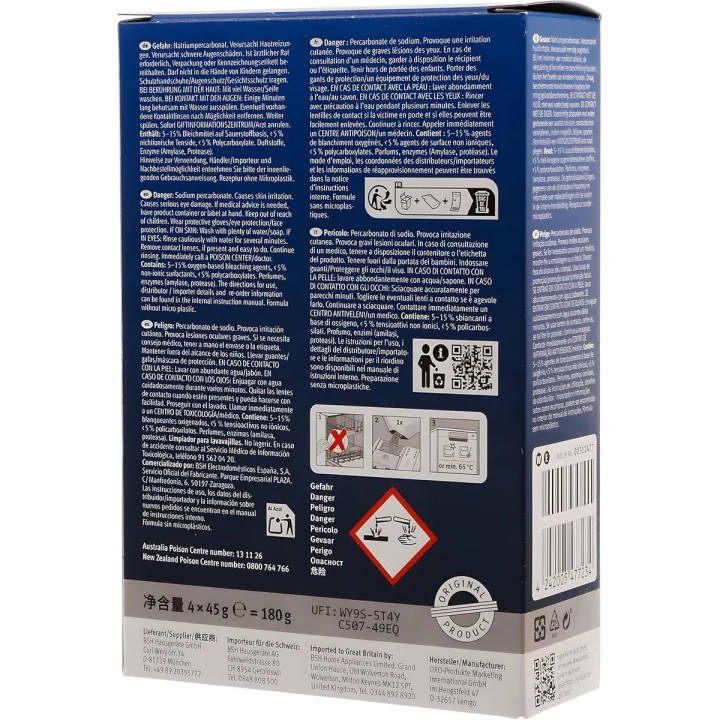 Bosch 00312477 Oryginalny środek do czyszczenia zmywarki 4 × 45 g